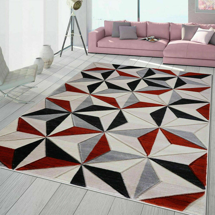 Oliver Erelah 100 Polypropylene Red/Black/Grey Rug Wayfair.co.uk